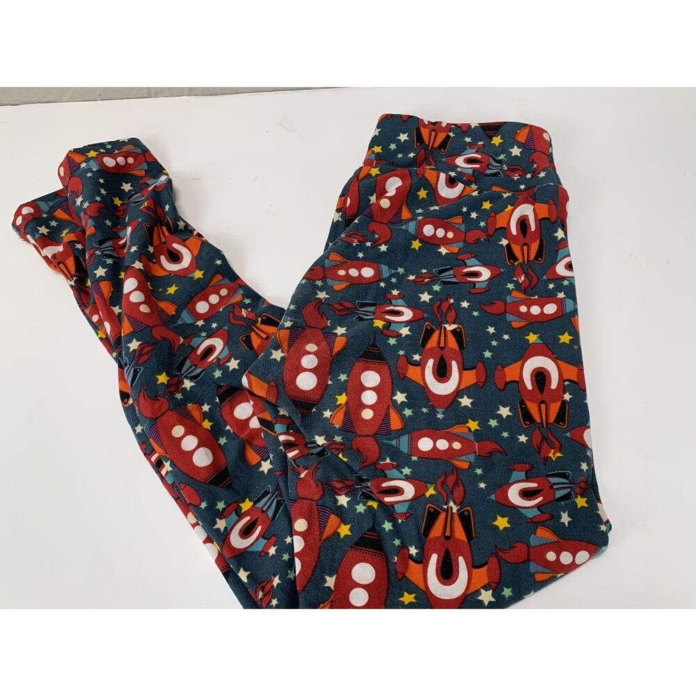 LuLaRoe OS‎ Leggings-Vintage Retired Rockets Stars Colorful Retro